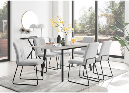 Avery - Extending Dining Table & Halle Light Grey Fabric Dining Chairs