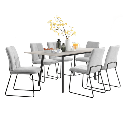 Avery - Extending Dining Table & Halle Light Grey Fabric Dining Chairs