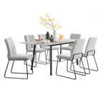 Avery - Extending Dining Table & Halle Light Grey Fabric Dining Chairs