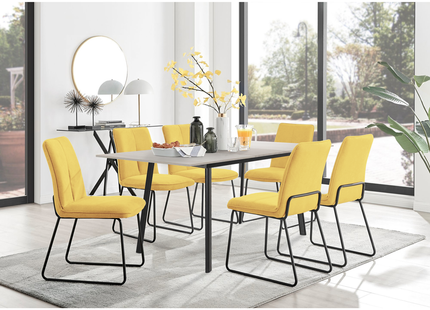 Avery - Extending Dining Table & Halle Mustard Fabric Dining Chairs