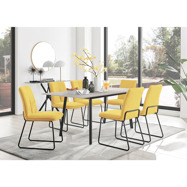Avery - Extending Dining Table & Halle Mustard Fabric Dining Chairs