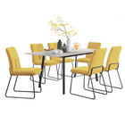 Avery - Extending Dining Table & Halle Mustard Fabric Dining Chairs