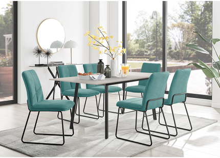 Avery - Extending Dining Table & Halle Turquoise Fabric Dining Chairs