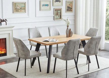 Barkley – Oak Melamine Table with 6 Chairs Dining Set