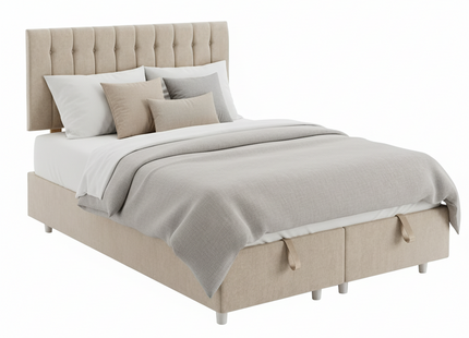 Bella - Upholstered Oyster Beige Ottoman Lift Up Storage Divan Base| 5ft King