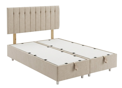Bella - Upholstered Oyster Beige Ottoman Lift Up Storage Divan Base| 5ft King