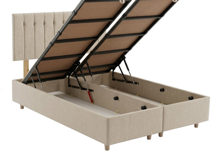 Bella - Upholstered Oyster Beige Ottoman Lift Up Storage Divan Base| 5ft King
