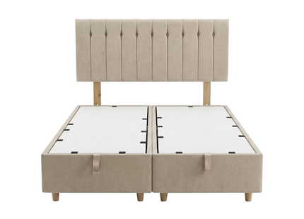 Bella - Upholstered Oyster Beige Ottoman Lift Up Storage Divan Base| 5ft King