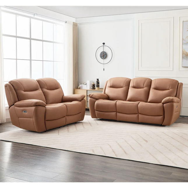 Braga - 3+2 Electric Recliner Tan Suite