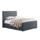 Brook - Vertical Lines Plush Velvet Divan Bed | 4ft6 Double