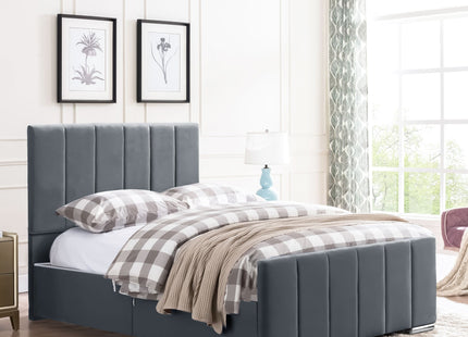 Brook - Vertical Lines Plush Velvet Divan Bed | 5ft Kingsize