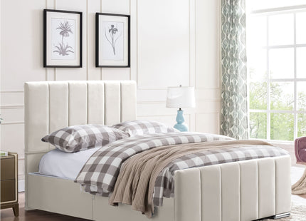 Brook - Vertical Lines Plush Velvet Divan Bed | 4ft6 Double