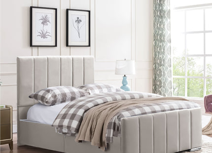 Brook - Vertical Lines Plush Velvet Divan Bed | 5ft Kingsize