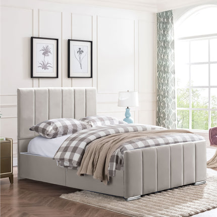 Brook - Vertical Lines Plush Velvet Divan Base | 5ft Kingsize