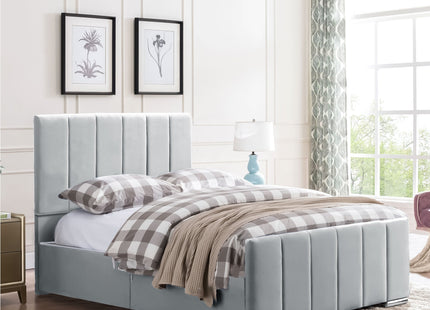 Brook - Vertical Lines Plush Velvet Divan Bed | 4ft6 Double