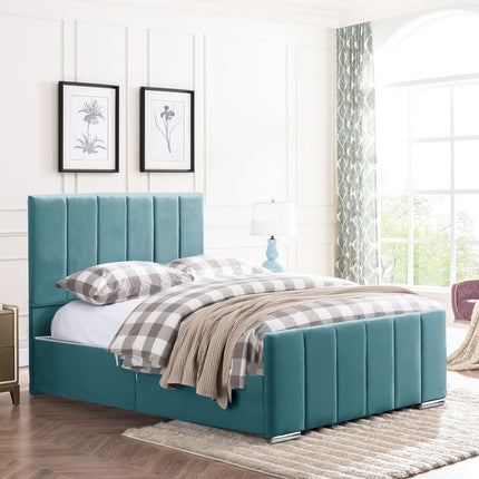 Brook - Vertical Lines Plush Velvet Divan Base | 5ft Kingsize