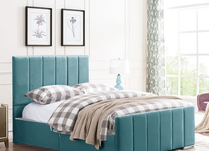 Brook - Vertical Lines Plush Velvet Divan Bed | 5ft Kingsize