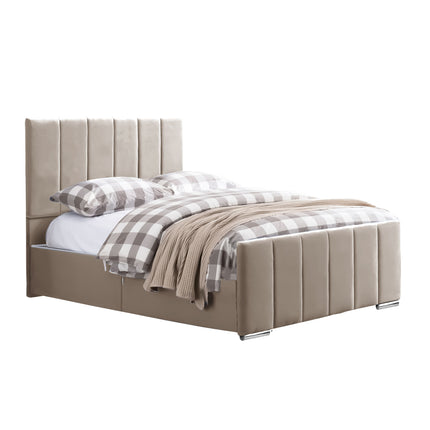 Brook - Plush Velvet Mink Upholstered Double Divan Base & Headboard (4ft6)