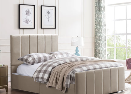 Brook - Vertical Lines Plush Velvet Divan Bed | 4ft6 Double