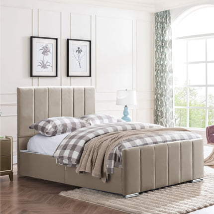 Brook - Vertical Lines Plush Velvet Divan Base | 5ft Kingsize