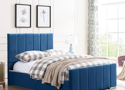 Brook - Vertical Lines Plush Velvet Divan Bed | 4ft6 Double