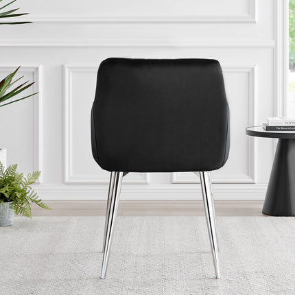 Calla - Black Velvet Chrome Leg Luxury Dining Chair