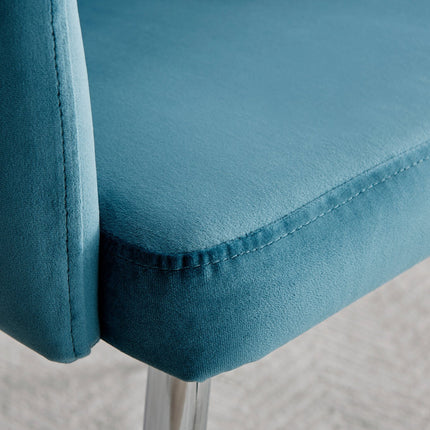 Calla - Blue Velvet Chrome Leg Luxury Dining Chair