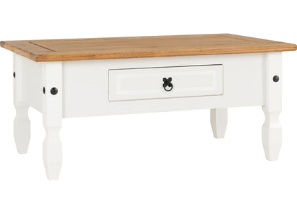 Corona - 1 Drawer White Coffee Table