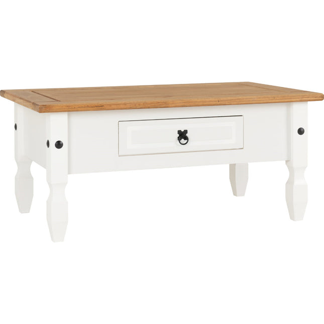 Corona - 1 Drawer White Coffee Table