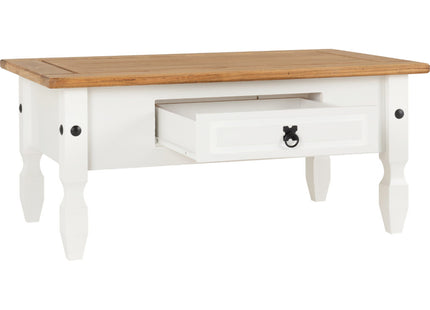 Corona - 1 Drawer White Coffee Table