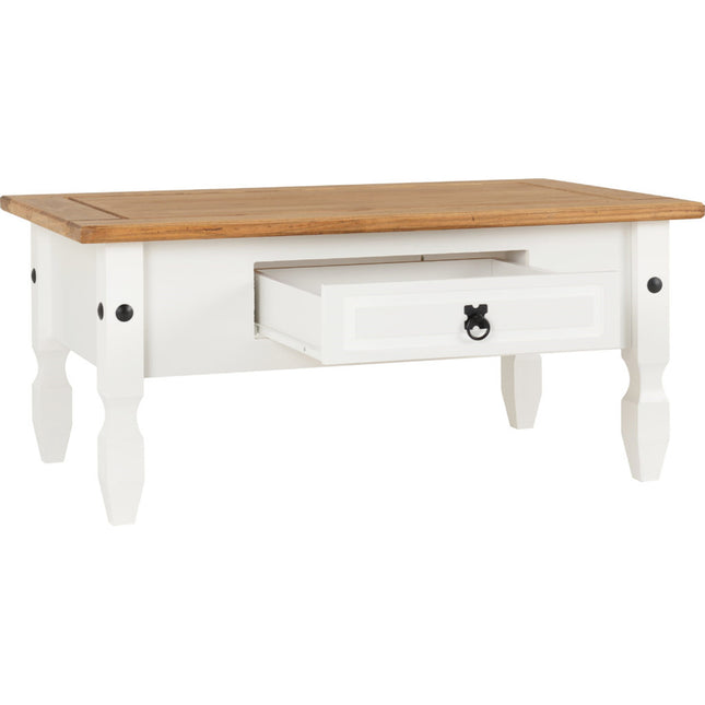 Corona - 1 Drawer White Coffee Table