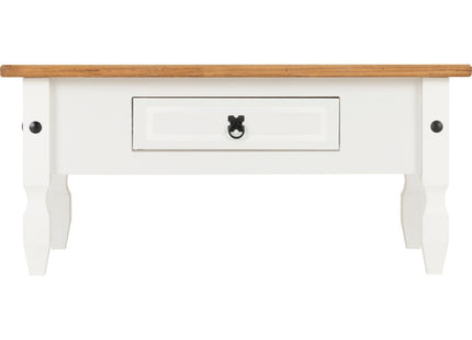 Corona - 1 Drawer White Coffee Table