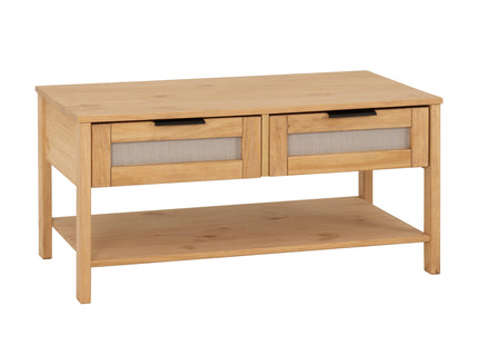 Corona - 2 Drawers Pine Rattan Coffee Table