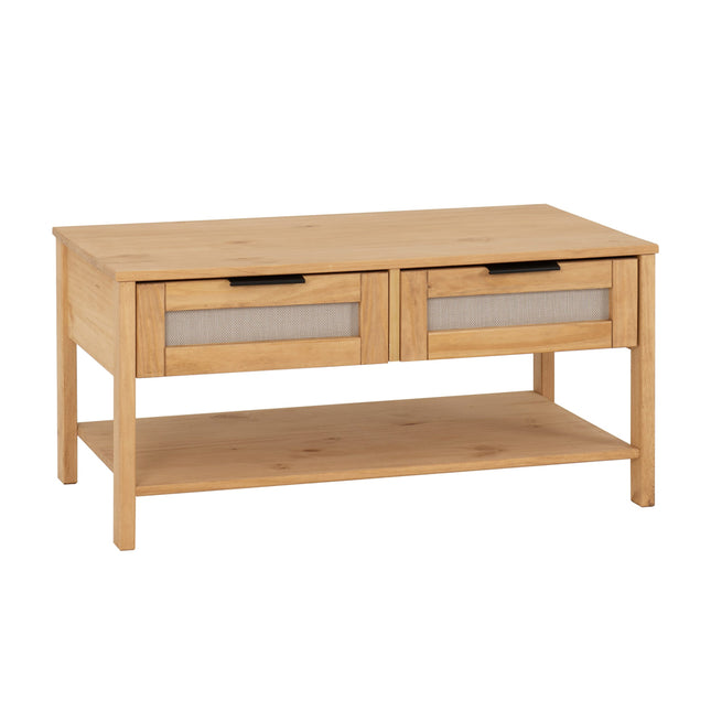 Corona - 2 Drawers Pine Rattan Coffee Table