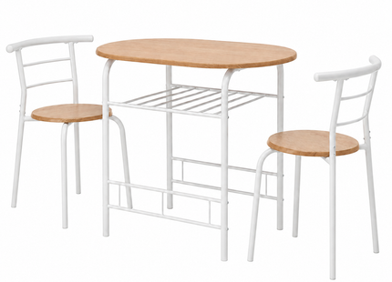 Derry 2 Seater Dining Set – Oak Effect & White Metal
