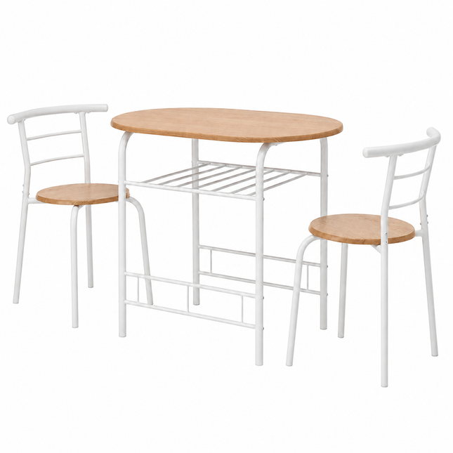 Derry 2 Seater Dining Set – Oak Effect & White Metal