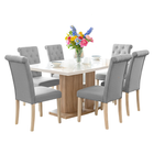 Detroit High Gloss White Top Sonoma Table & Venice Grey Dining Chairs