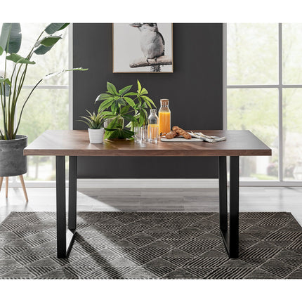 Kerry - Large Dark Oak Wood Effect Dining Table & Elba Chairs