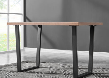 Kerry - Large Dark Oak Wood Effect Dining Table & Halle Beige Fabric Dining Chairs