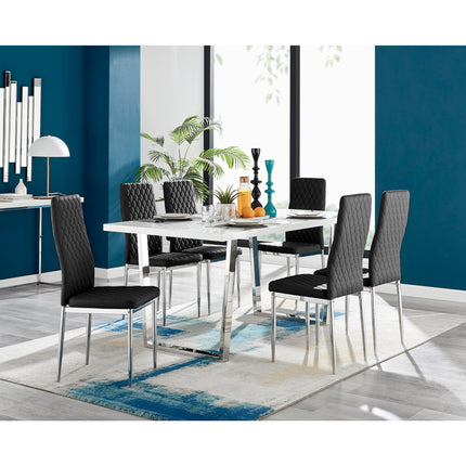 Dunloe - Large High Gloss White Dining Table & Studio Chairs