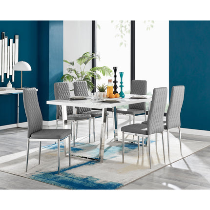Dunloe - Large High Gloss White Dining Table & Studio Chairs