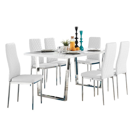 Dunloe - Large High Gloss White Dining Table & Studio Chairs