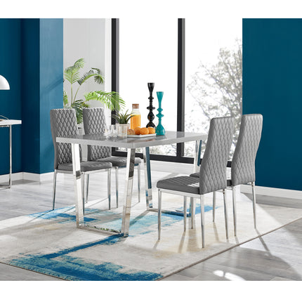 Dunloe - Grey High Gloss Dining Table & 4 Studio Chairs