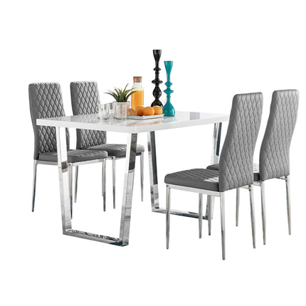 Dunloe - White High Gloss Dining Table & 4 Studio Chairs