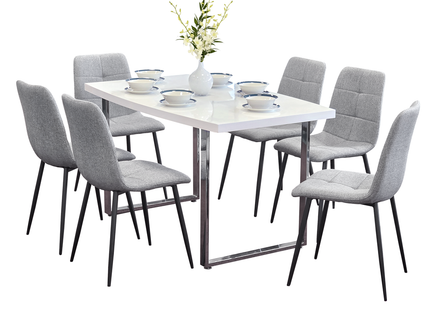 Dunloe - Large White High Gloss Dining Table &  Grey Helsinki Chairs