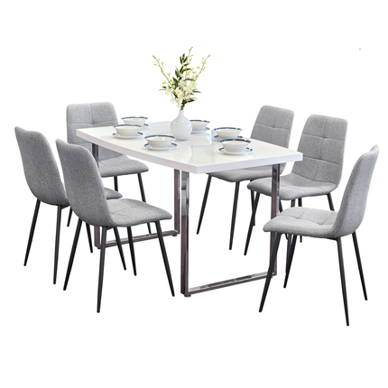 Dunloe - Large White High Gloss Dining Table &  Grey Helsinki Chairs
