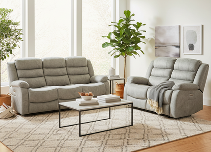 Electra - 3+2 Silver Electric Recliner Suite with  Drinks Tray