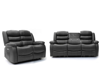 Electra - 3+2+1  Black Electric Recliner Suite with  Drinks Tray