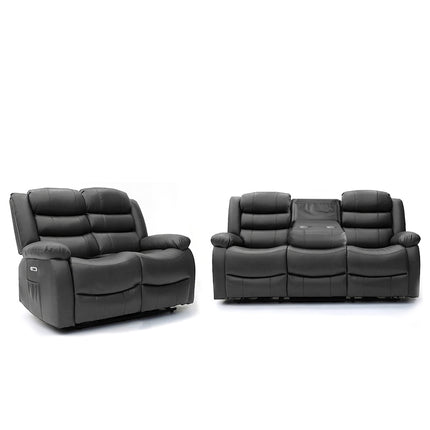 Electra - 3+2 Black Electric Recliner Suite with  Drinks Tray