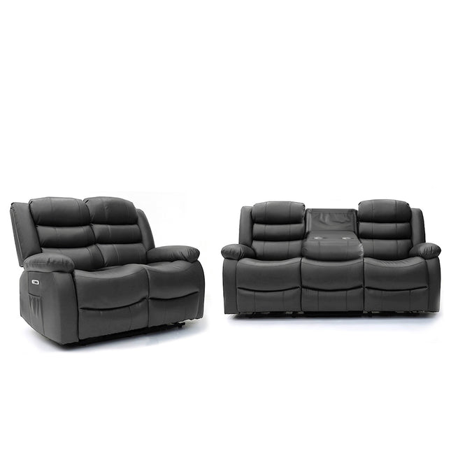 Electra - 3+2 Black Electric Recliner Suite with  Drinks Tray